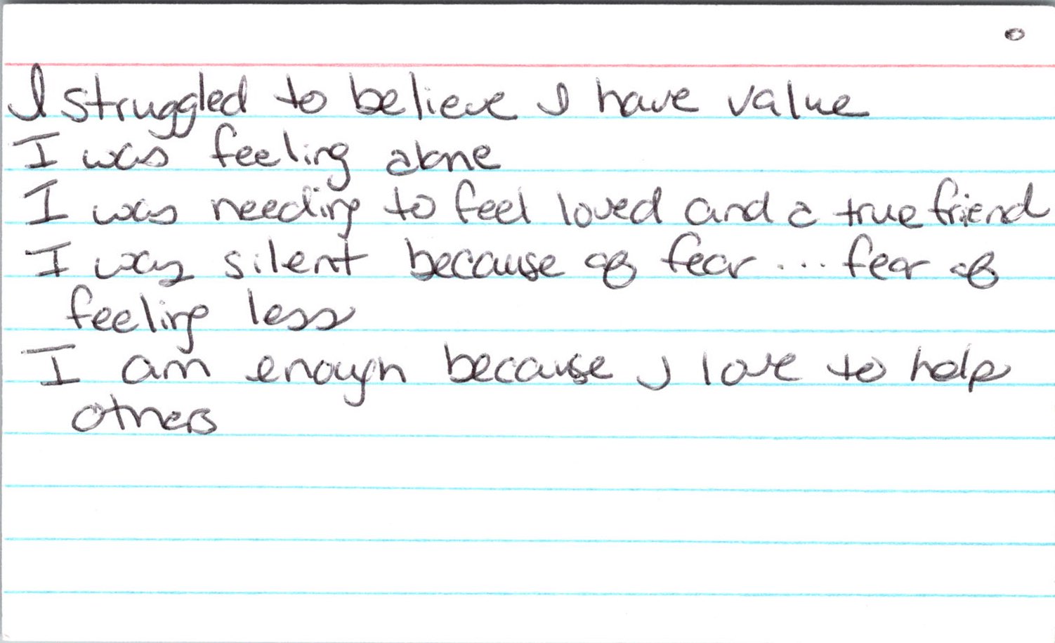 Handwritten notecard